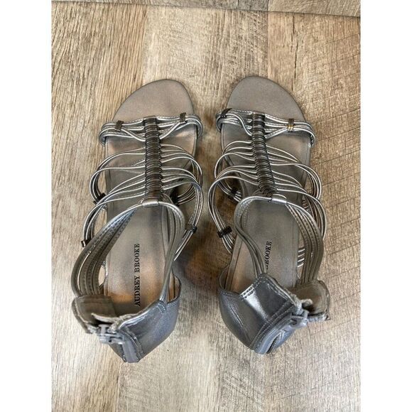 Audrey Brooks Sophia Gladiator Silver Zip Back Womens Size 9 Sandals - Picture 11 of 12
